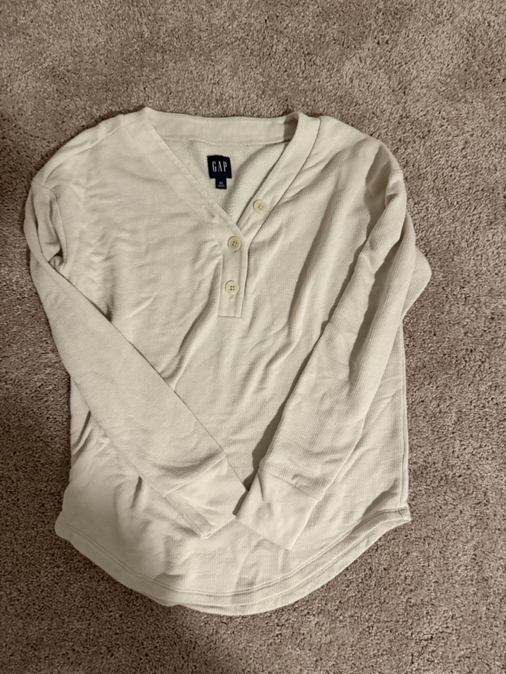 GAP Cream Waffle Knit Henley Top